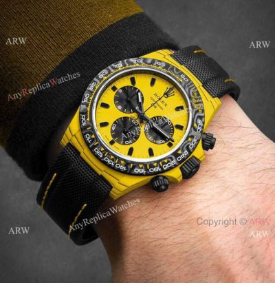 TW Factory Rolex Daytona Yellow Face Black Fabric Band 40*12.4mm Shanghai 4130 Movement Watch